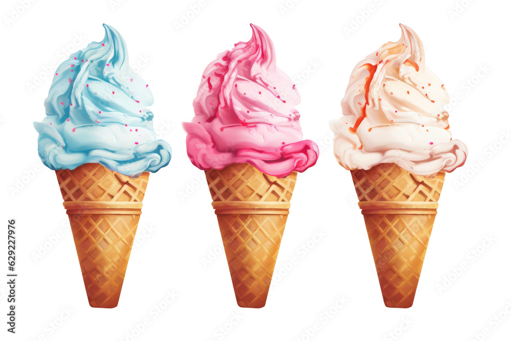 Ice creams isolated on transparent background , generative ai Ice creams isolated on transparent background , generative ai