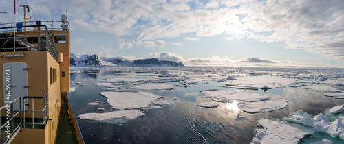 View of the arctic landscape from a ship in Svalbard