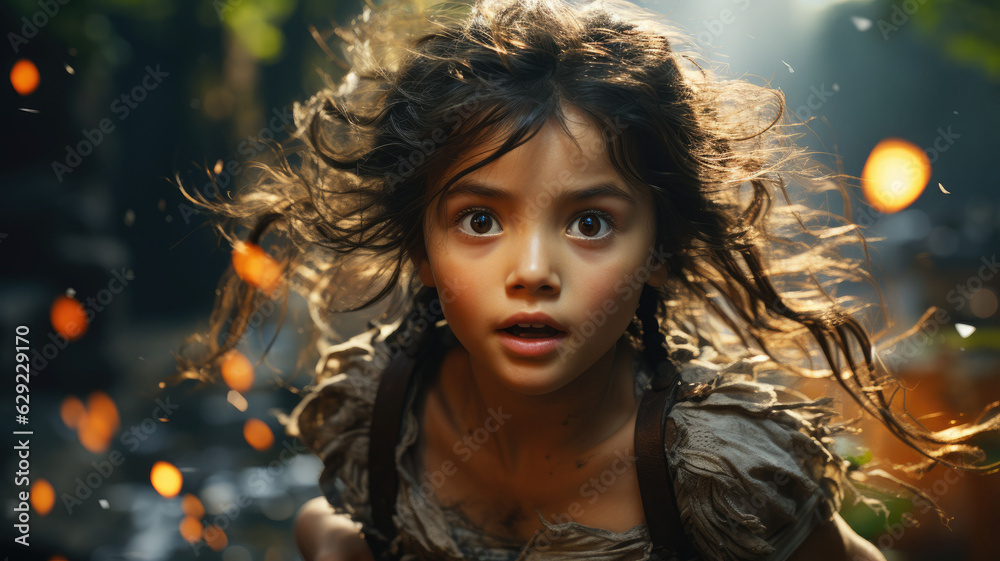 Thai farmer children playing on a rice field.generative ai