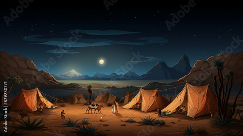Design an interactive storytelling website, recounting Bedouin folklore and legends as they gather around their tents during the night." Generative AI