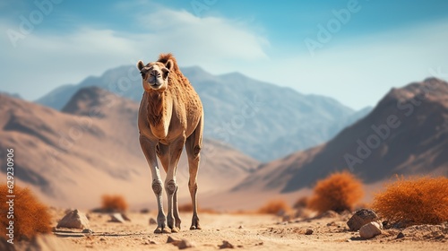 the camel is in the desert