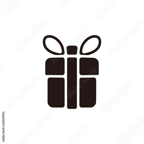 Gift box icon.Flat silhouette version.