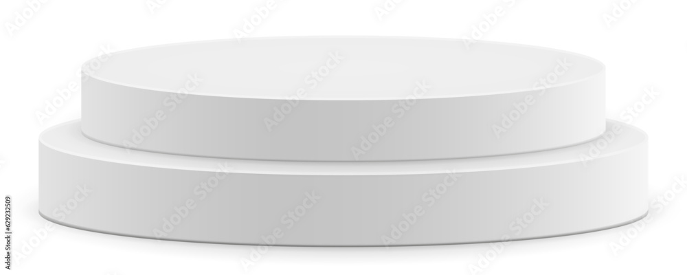Empty white round podium, modern pedestal and platform, stand stage, cylinder, round empty stages and podium stairs 3d template for product presentation, awards - stock vector Empty white round podium, modern pedestal and platform, stand stage, cylinder, round empty stages and podium stairs 3d template for product presentation, awards - stock vector