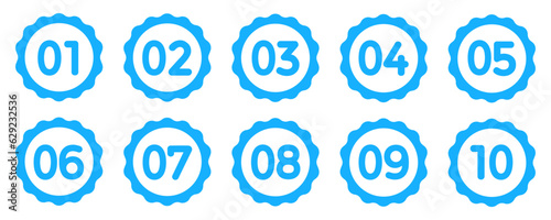 Blue number buttons set, modern numbers button set – stock vector