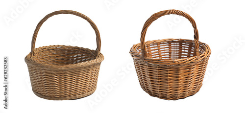 bamboo basket on white background