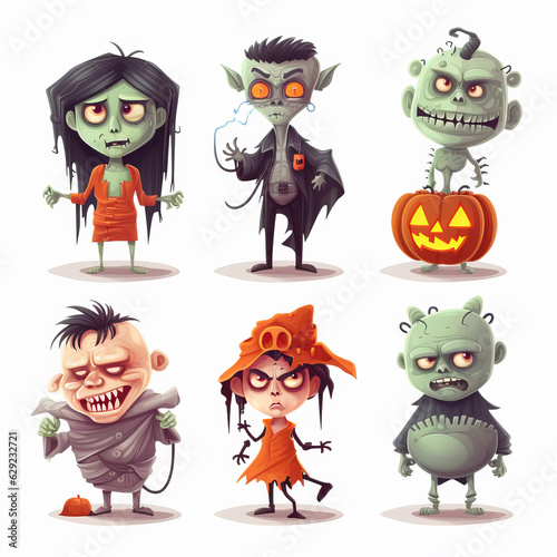 Wallpaper Mural Set of scary and funny Halloween characters. The design is great for party decoration or sticker. Torontodigital.ca