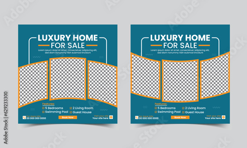 Real estate social media post template or web banner ads design template.
