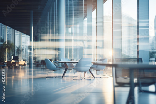 Blurred background of a calm office room with natural light