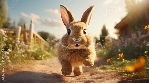 cute bunny is running