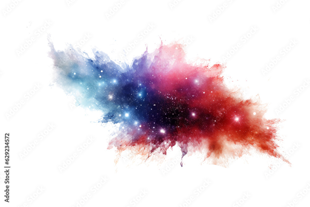 Multicolor galaxy with stars isolated on transparent background , generative ai
