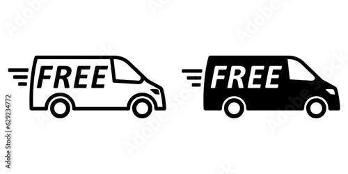 ofvs405 OutlineFilledVectorSign ofvs - free shipping delivery truck vector icon . isolated transparent . black outline and filled version . AI 10 / EPS 10 / PNG . g11745