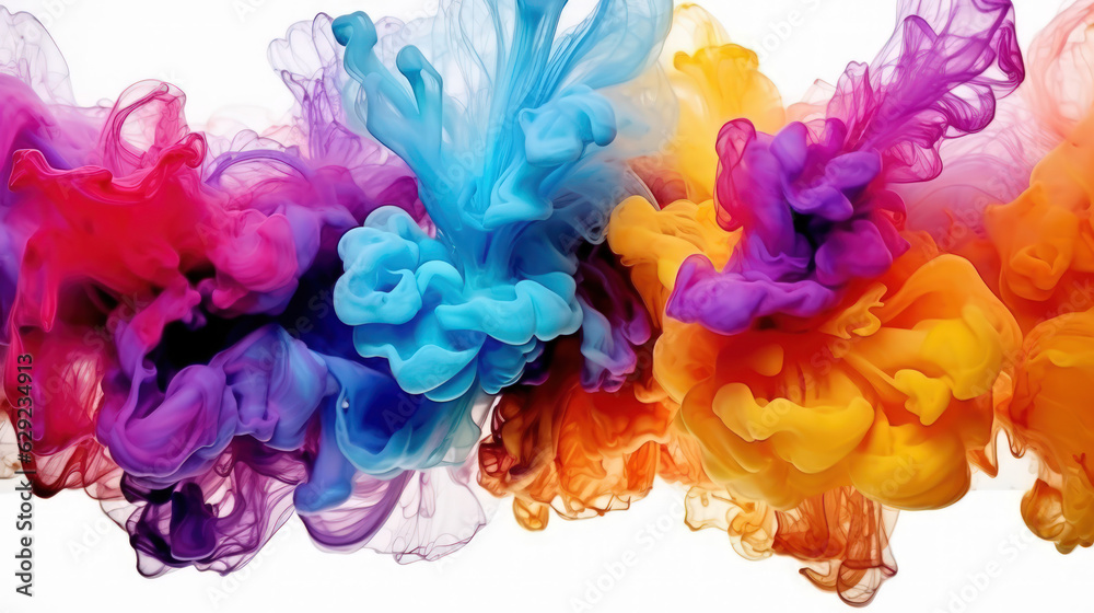 Colorfuls ink drops in water background. Generative ai.