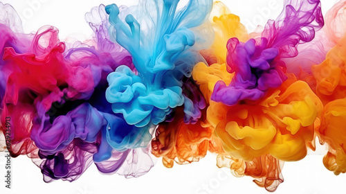 Colorfuls ink drops in water background. Generative ai.