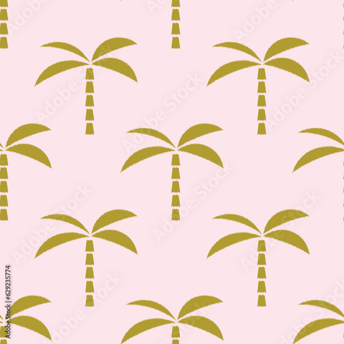Seamless tropical ikat pattern on pink background.