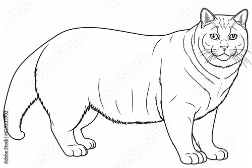 Black and White Cartoon Illustration of Cat Animal for Coloring Book, Generative AI