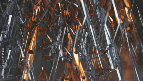 Abstract modern glass wallpaper for presentation - light orange sparks on dark backround