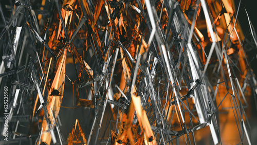 Abstract modern glass wallpaper for presentation - light orange sparks on dark backround