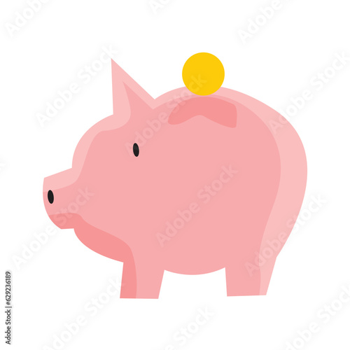 piggy bank with a coin