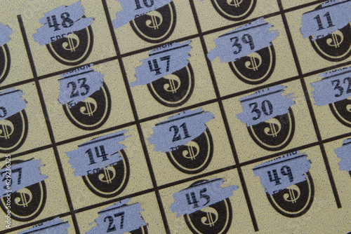 close up of lottery ticket