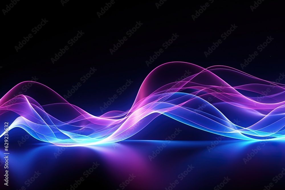 Naklejka premium abstract futuristic background with pink blue glowing neon moving high speed wave lines and bokeh lights. Data transfer concept Fantastic wallpaper