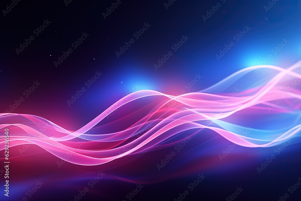 Naklejka premium abstract futuristic background with pink blue glowing neon moving high speed wave lines and bokeh lights. Data transfer concept Fantastic wallpaper