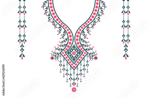 ethnic collar lace pattern traditional. Aztec style embroidery abstract vector illustration. Designs for fashion for women, kaftan for women, fashion for men, kaftan for men photo