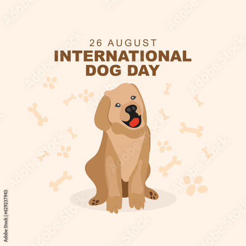 International Dog Day, celebrated on August 26. cute dog hand drawn flat illustration. Vector illustration design. photo