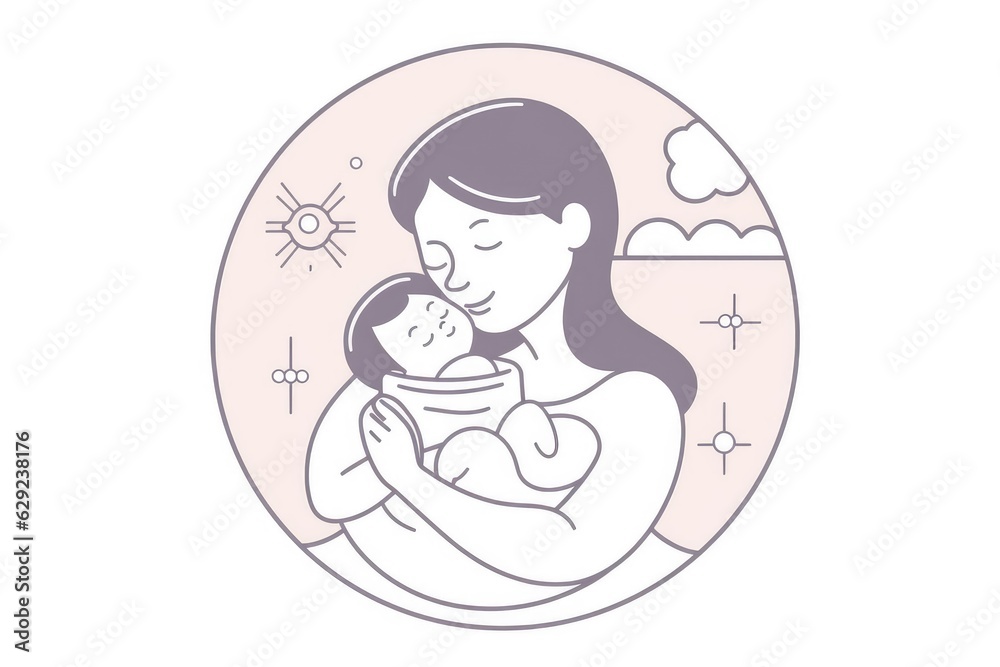 Mom and baby, motherhood icon, breastfeeding family. Generative AI Mom and baby, motherhood icon, breastfeeding family. Generative AI