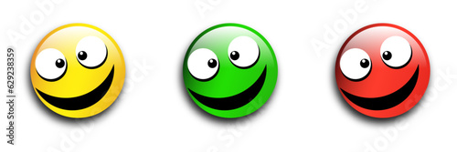 Crazy smile icon set. Cartoon vector illustration.