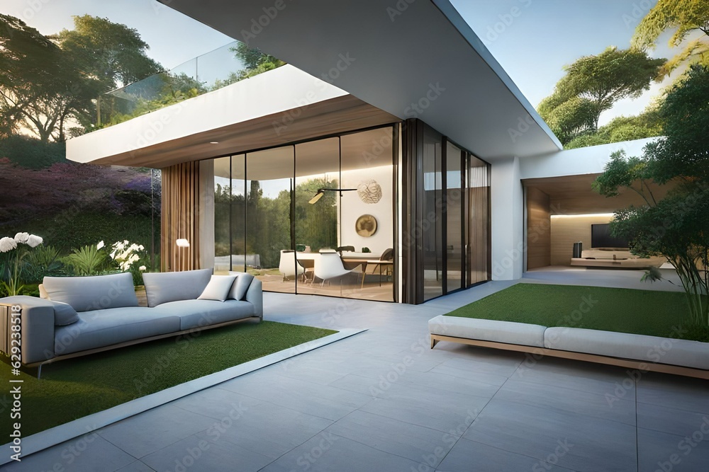 modern living room with pool Generated Ai modern living room with pool Generated Ai