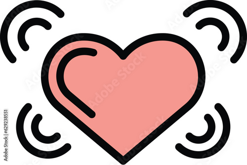 Heart stress icon outline vector. Panic attack. Anger fear color flat
