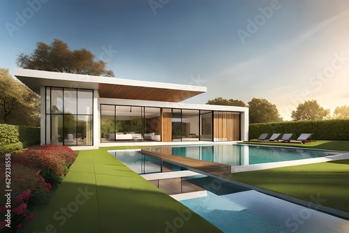 luxury home with pool Generated Ai