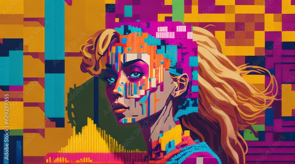pixelated girl Portrait art pixelated girl Portrait art