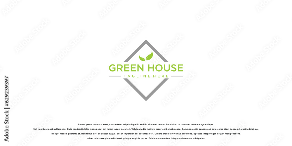 Simple green house logo with unique concept| premium vector Simple green house logo with unique concept| premium vector