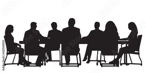 Group of business people meeting silhouette vector illustration