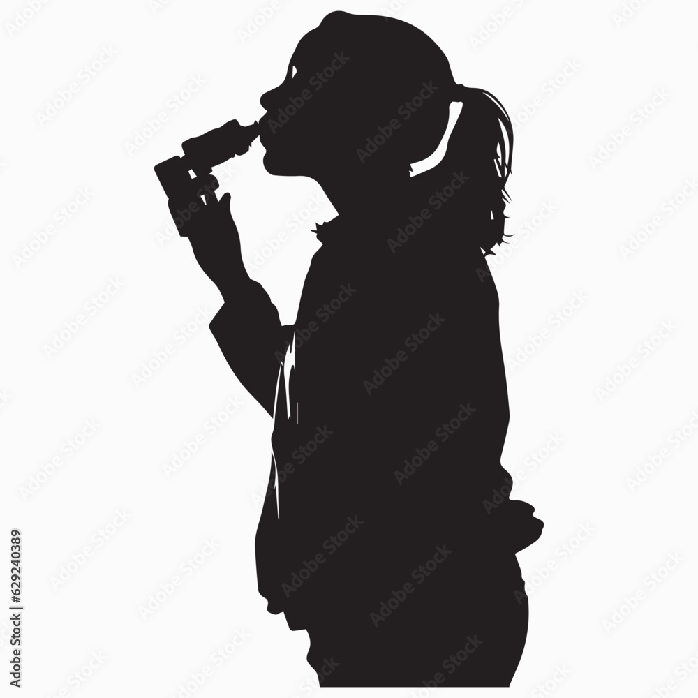 Silhouette of a woman with a medicine vector illustration