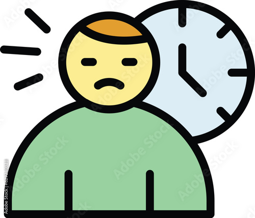 Morning stress icon outline vector. Panic attack. Mental fear color flat