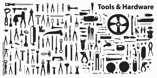 A set of silhouette Tools And Hardware vector collection
