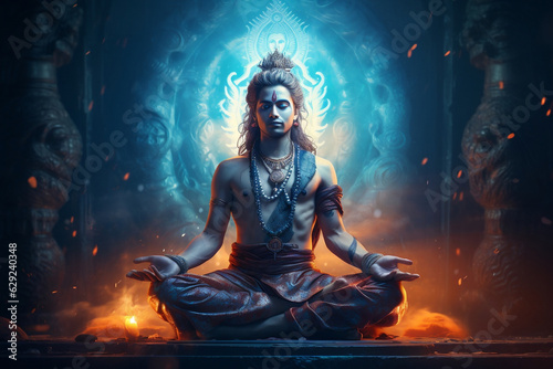 AI illustration of spiritual awakening with Shiva in meditation