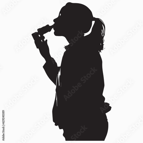 Silhouette of a woman with a medicine vector illustration