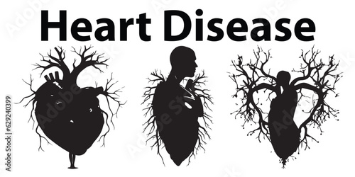 A set of silhouette Heart Disease vector illustration