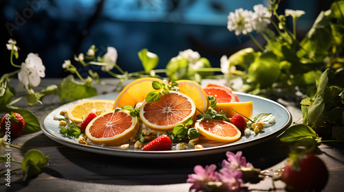 Fruit Platter Refreshing Summer. Generative AI.