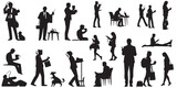 A set of silhouette different types of people vector illustration
