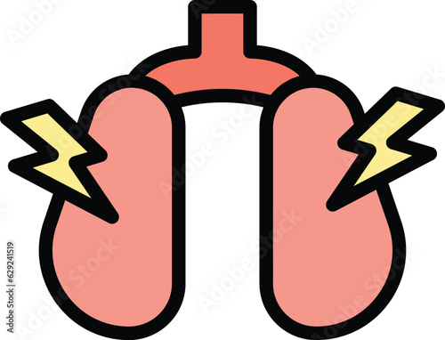 Fear respiration icon outline vector. Panic attack. Mental anger color flat