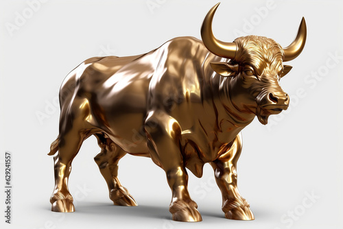 Regal Golden Bull Statue Standing Proudly in Isolation