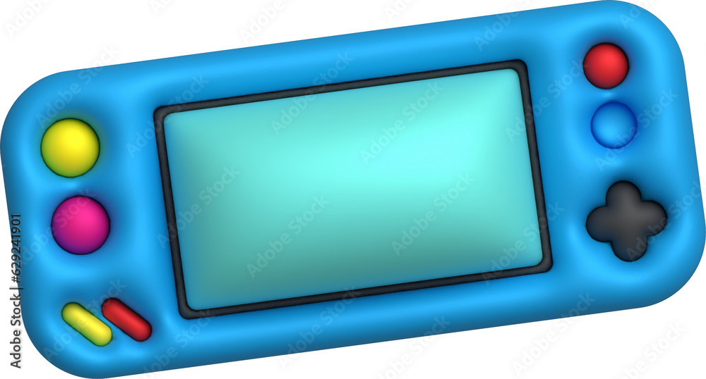3d icon joystick gamepad game console or game controller with display screen Computer game. minimalist cartoon style