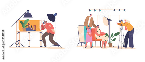 Photographer Capture Creative And Professional Images In Photo Studio, Utilizing Lighting Equipment, Backdrops
