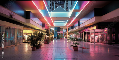 photorealistic interior of 1980s shopping mall hd wallpaper .Generative Ai content  © Kashif Ali 72