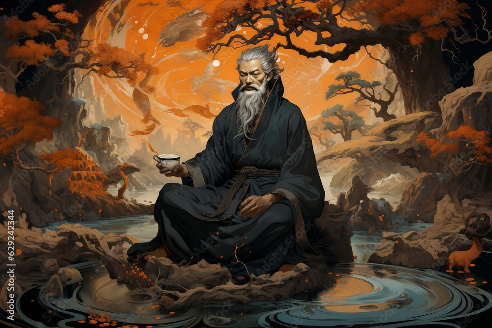 Harmony of Nature: Taoist Master Finding Serenity
