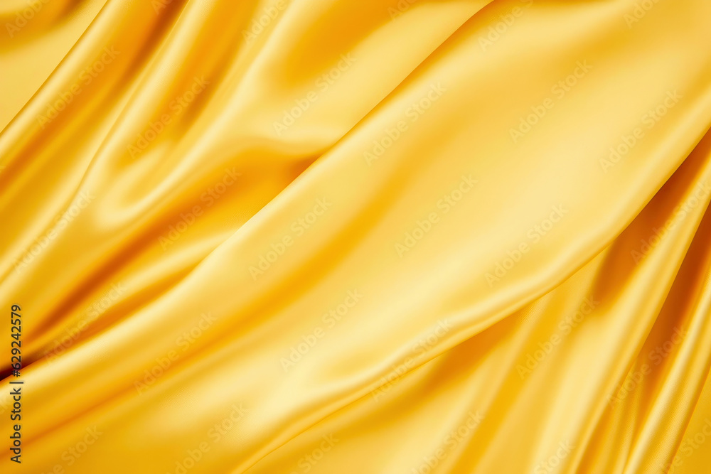 Fototapeta premium Background golden silk textile texture with lovely waves against a golden satin or silk background. High quality photo